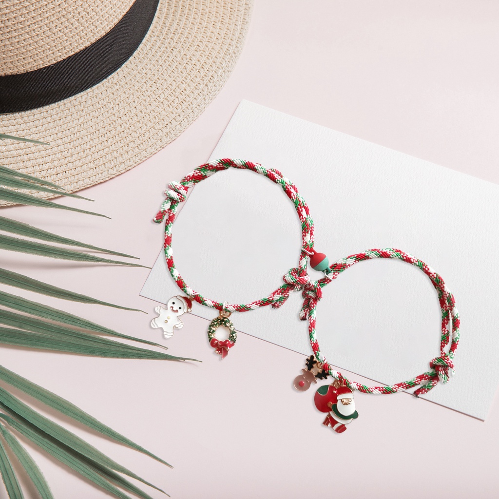 Hu Hu Hu Hu Hu Alat Bantu Pasang Kacamata♡ 1 Pasang Gelang Rantai Magnetik Adjustable Desain Santa Claus Untuk Hadiah Ulang Tahun