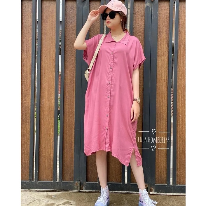 [ NEW ] Lula Homedress / Dress Polos Wanita Matt Katun Rayon / Baju Tunik Termurah / Dress Kemeja Kekinian