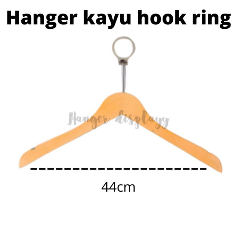 Hanger Kayu Dewasa Natural (Wood) hook ring 1pcs/gantungan baju hotel