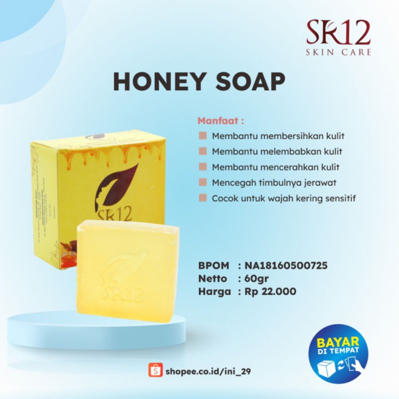 Herbal Soap Honey SR12 Sabun Madu Pencuci Muka Kulit Wajah Kering dan Sensitif