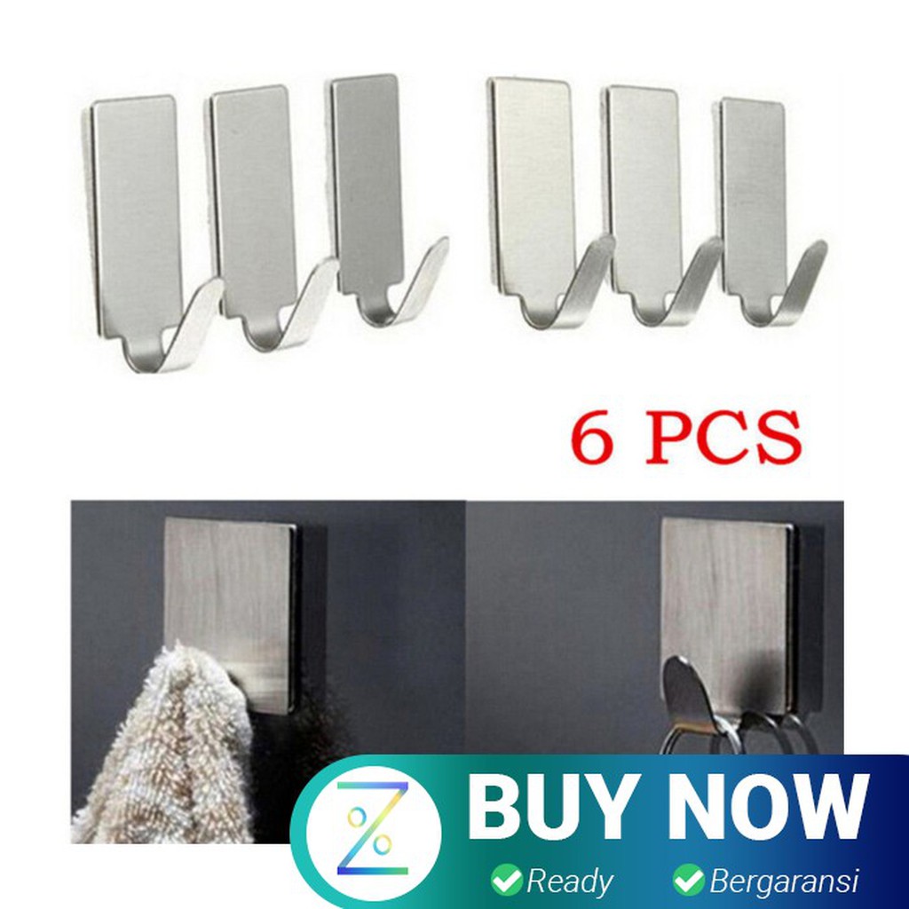 RUIXU Gantungan Serba Guna Adhesive 6 PCS - DWC13F - Silver