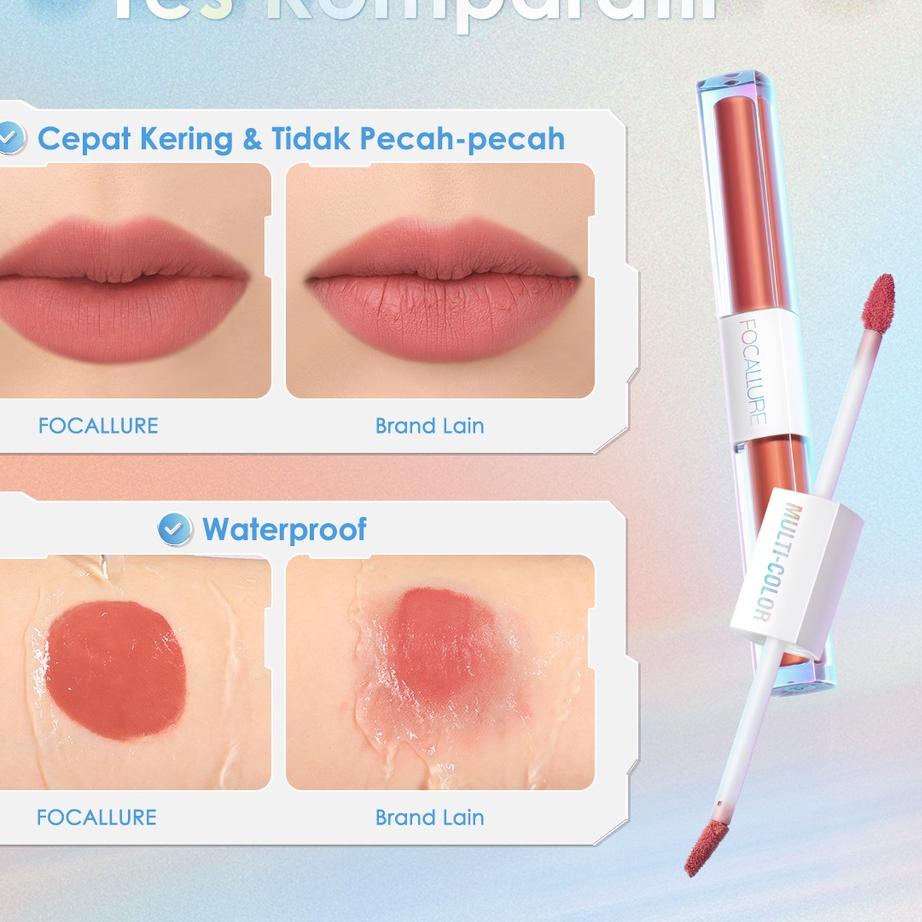 [Termurah dan terbaik >>][BPOM dan ORI] FOCALLURE 2 In 1 Liquid Lipstick Matte Dual Stick Tahan Lama