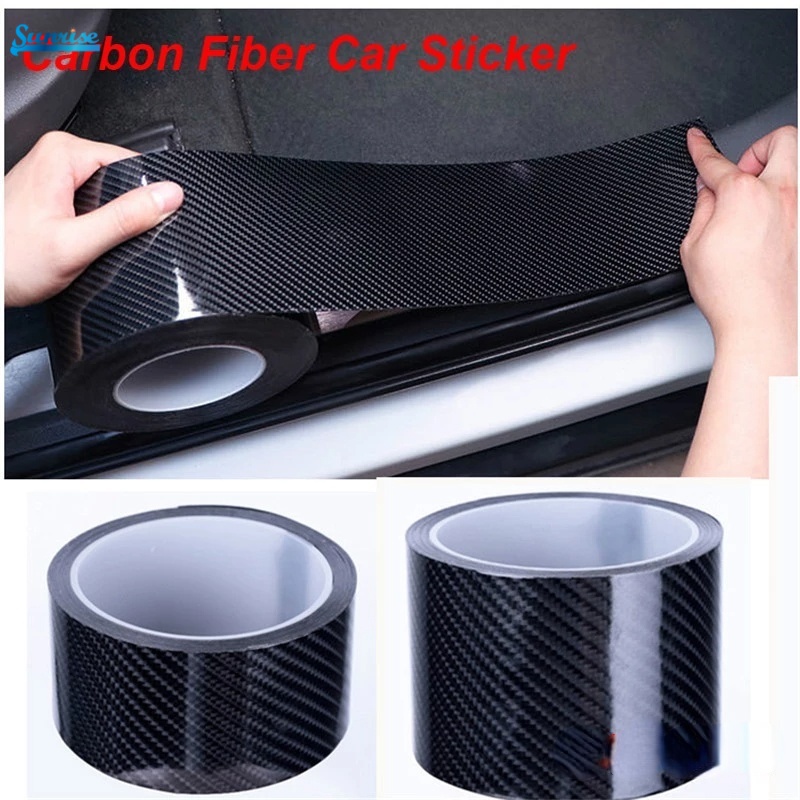 Stiker Pelindung Bumper Samping Mobil Motif Carbon Fiber 3d Panjang 1m Anti Gores