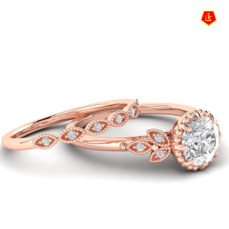 [Ready Stock]Fashion Elegant 18K Rose Gold Moissanite Ring