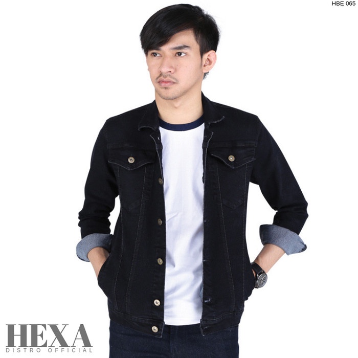 DSSVrgrS Jaket Jeans Denim Levis Pria Cowok Warna Hitam Original Distro Keren - S Gr2011W34