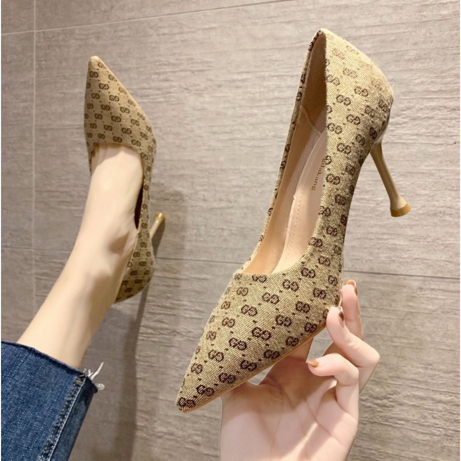 RYS - Plaid Matte Sepatu Heels Fashion Wanita Pesta - Ori Import