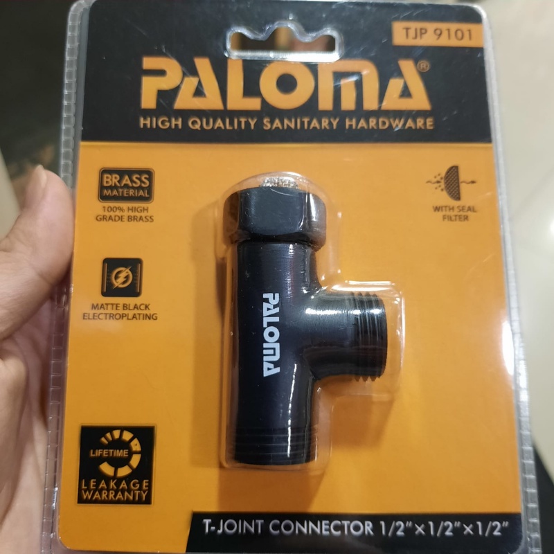 PALOMA TJP 9101 SAMBUNGAN NEPEL T CLOSET TOILET WC CONECTOR 1/2 INCH HITAM BLACK MATTE