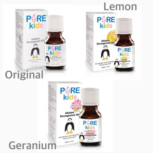 PURE KIDS INHALANT DECONGESTAN LEMON ORIGINAL GERANIUM OIL OLBAS TUNGKU 10ML