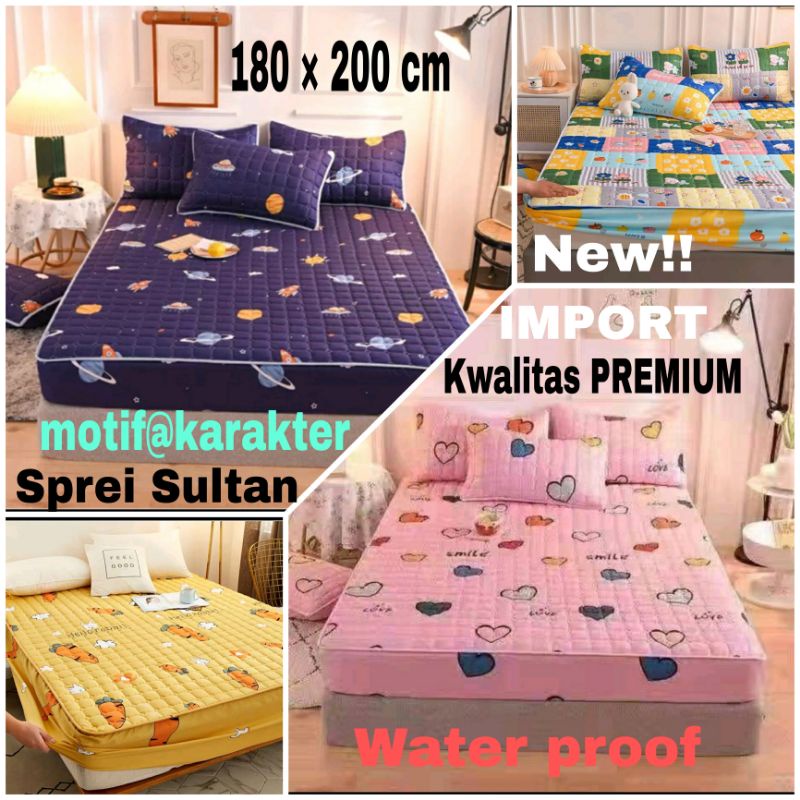Promo COD Sprei Waterproof Import Anti Air Ompol 180 X 200 dan 160x200 Motif Karakter Kwalitas PREMIUM
