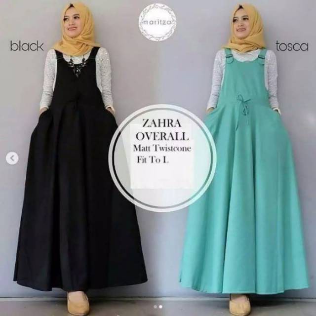 Zahra Overall Moscrepe Muslim Wanita Terbaru Design Kekinian Harga Paling Murah Bahan Bagus