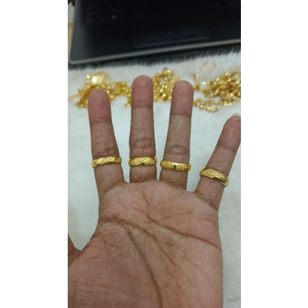 Cincin kawin kombinasi pasir lapis emas 24k