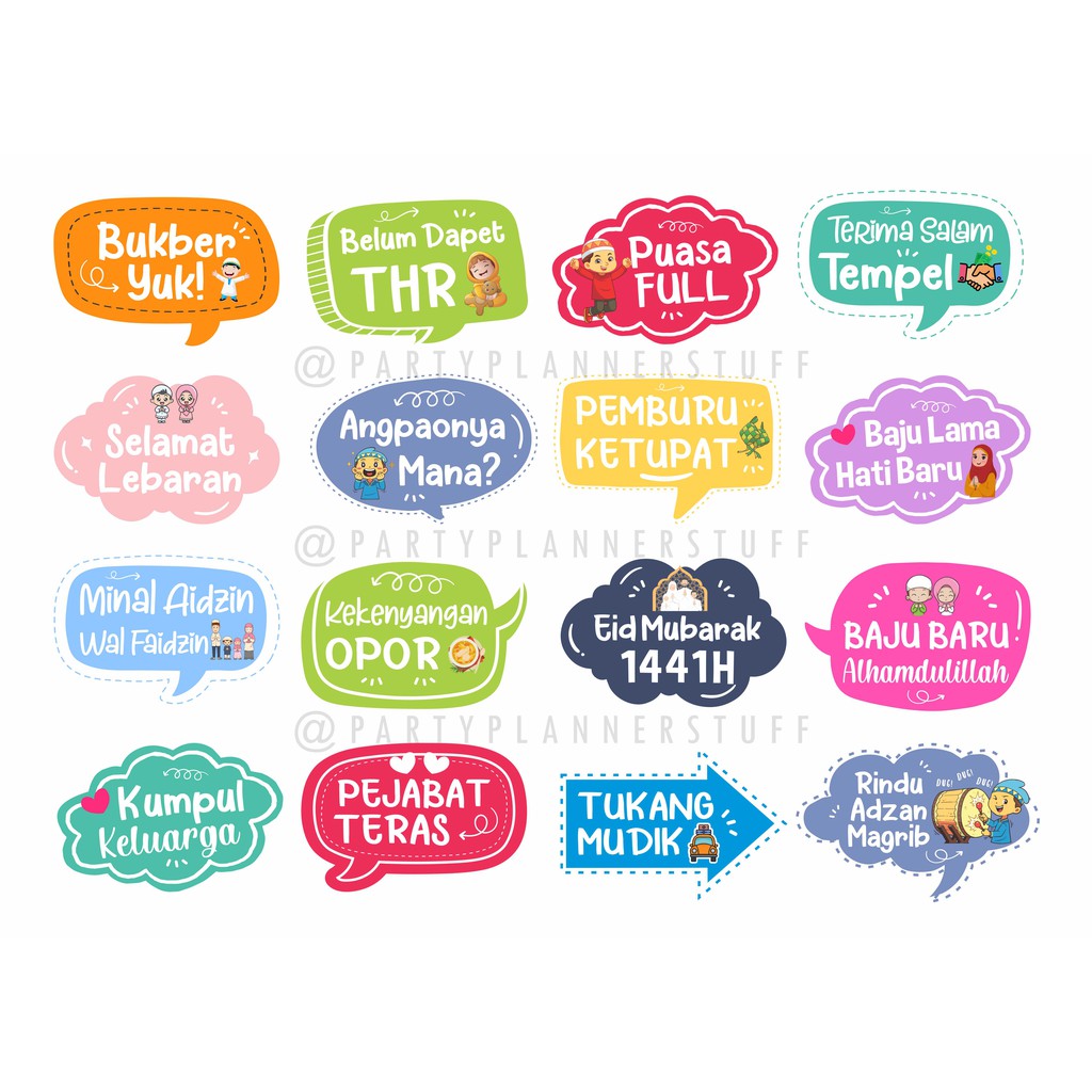 Bukber 16pcs lebaran fun props photobooth perlengkapan aksesoris foto photobooth reuni properti foto