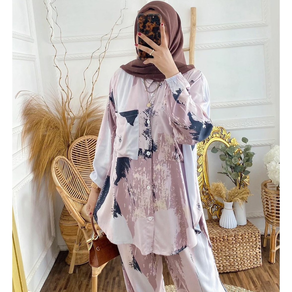 One set Rayon Premium Setelan Piyama Motif Terbaru-Annabelle Set