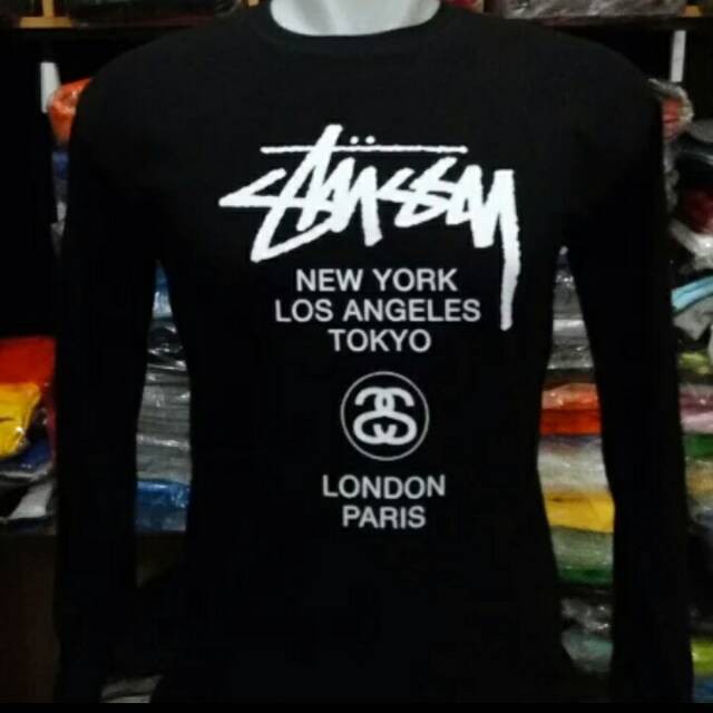 kaos baju tshirt lengan panjang Stussy
