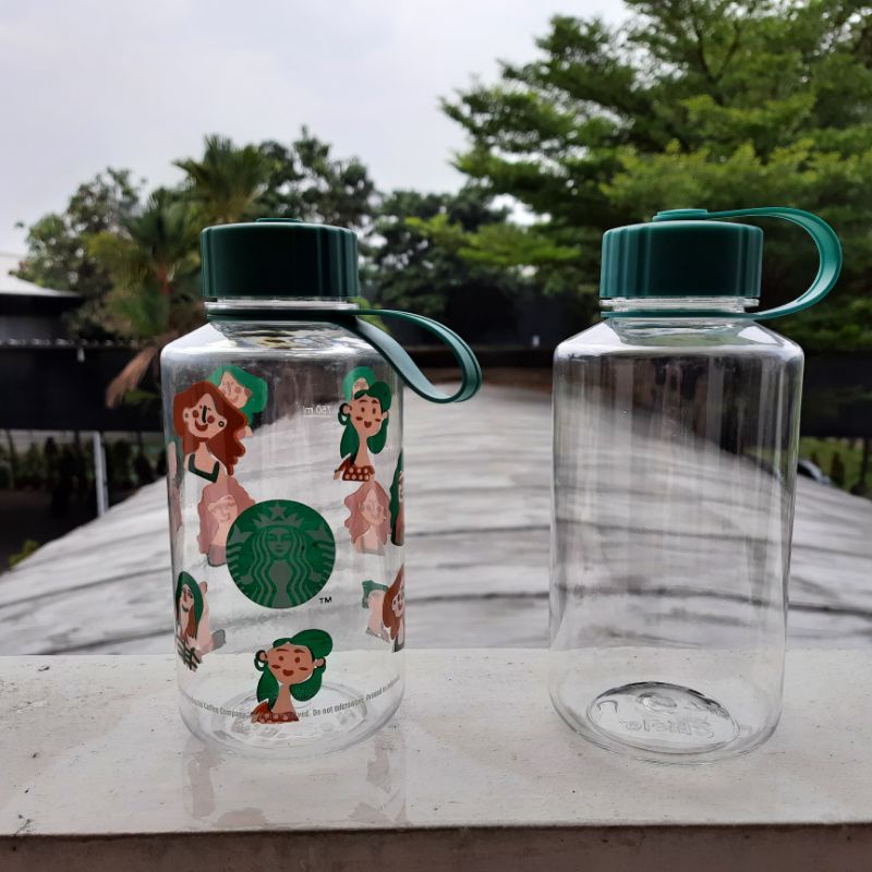 botol minum besar 1 liter / tumbler 1 liter / botol unik mirip starbucks x kreaby tumbler starbucks