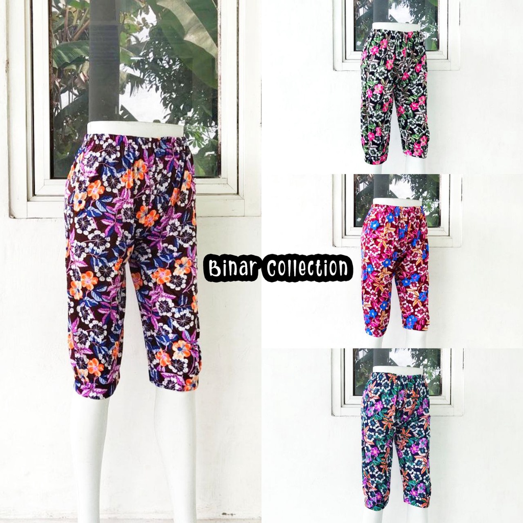 KR 02- Celana leging Aladin pendek 7/8 ibu / legging motif cewek dalaman harian santai wanita murah fit L XL