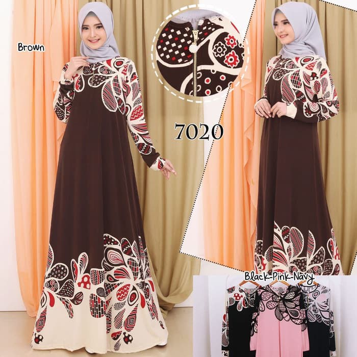 Baju Gamis Wanita Terbaru Gamis Jersey Gamis Jumbo XXL 7020 -