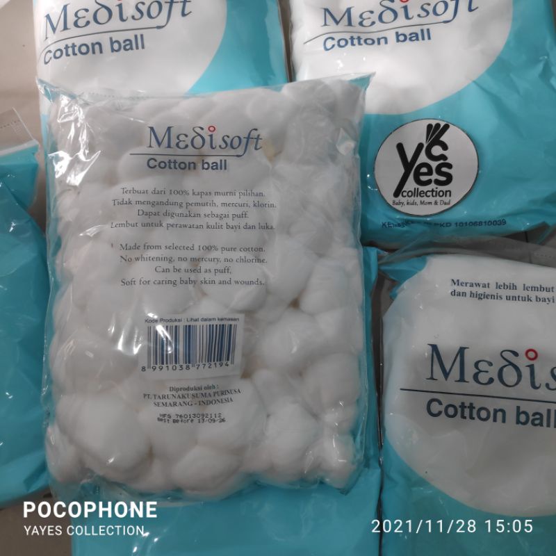 Kapas Bola bulat 120 balls medisoft cotton ball 75 g perawatan bayi lebih lembut higinis untuk baby