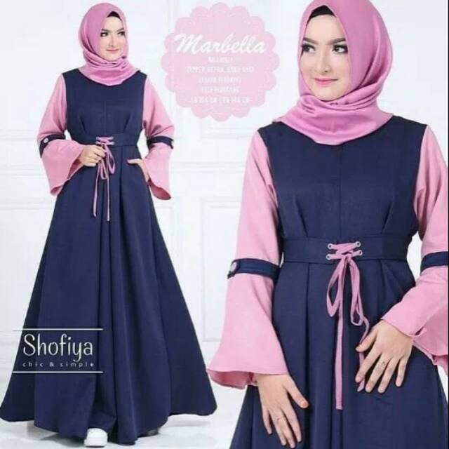 Gamis Syar'i Marbella Dress / Grosir Baju Muslim Wanita Baloteli Busui - Navy