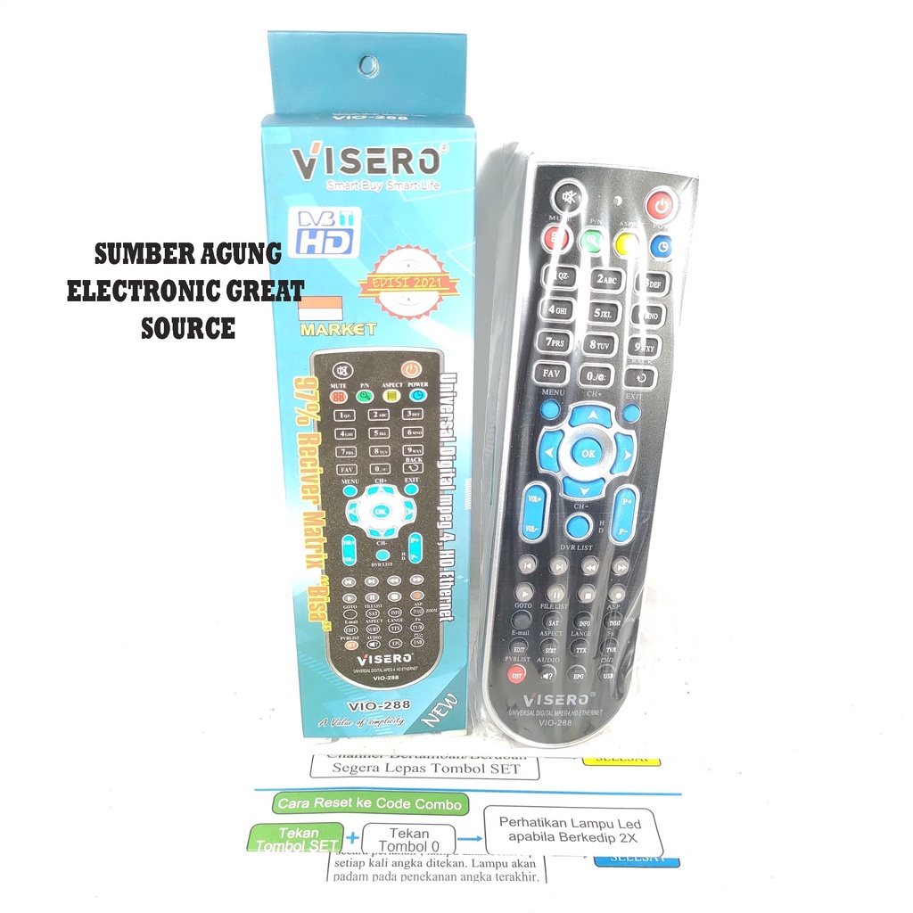 VIO288 Visero Remot Receiver Parabola Matrix Serba Bisa Universa Banyak Merk