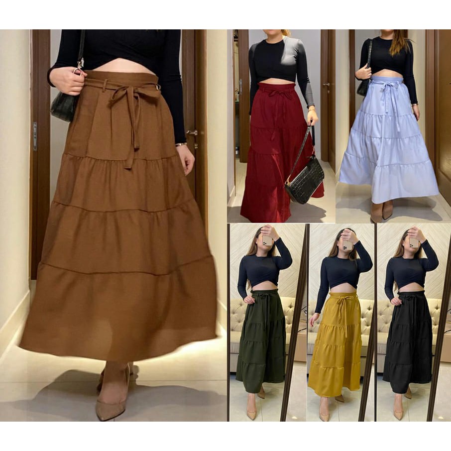 533# rok fashion polos / rok mekar panjang / rok moscrepe fashion / rok casual korean style