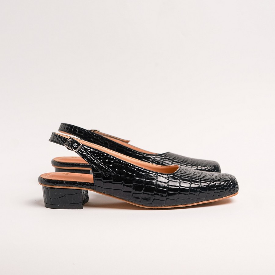 Zavatu-Ori Sepatu Wanita Heels Bustong Hak Tahu Hitam Ukuran 41-45 Premium Trendy Terbaru