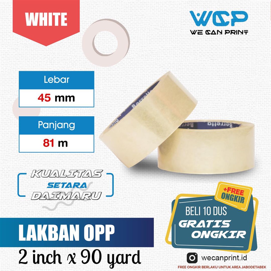 

Berretta Lakban Bening 45mm x 90 yard Transparan 2 inch x 90 yard