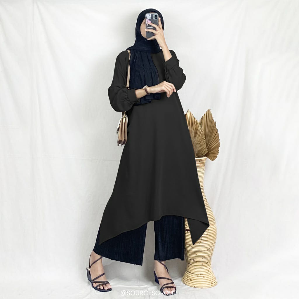 GRISYA DRESS TUNIK TERBARU /ATASAN MUSLIMAH CRINKLE AIRFLOW /OOTDHIJA STYLE (BANYAK SIZE M.L.XL)