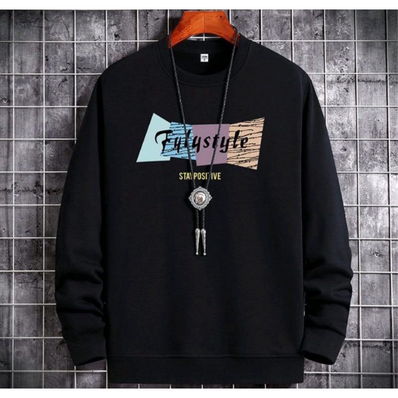 SWEATER CREWNECK FULYSTLE //REAL FICTURE LENAGN PANJANG