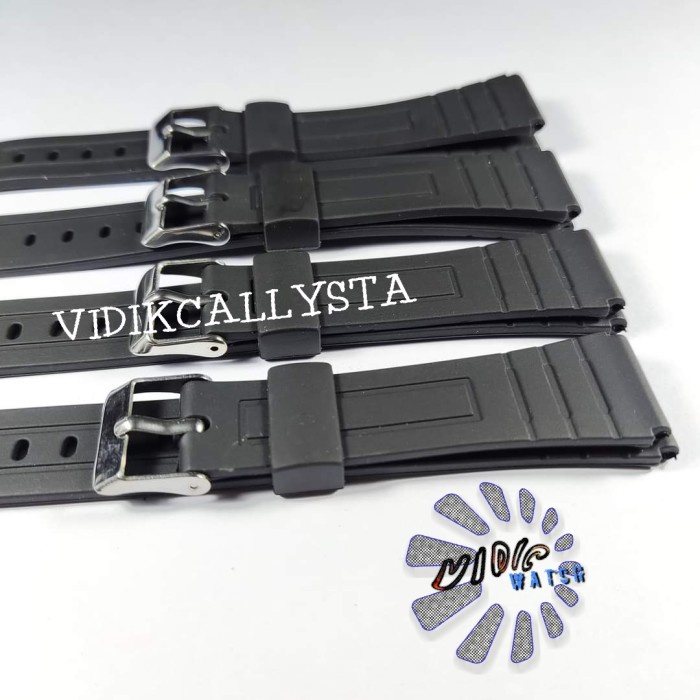 Tali jam tangan Rubber Karet Silicone pin 18mm Casio f91 Hitam 18 MM