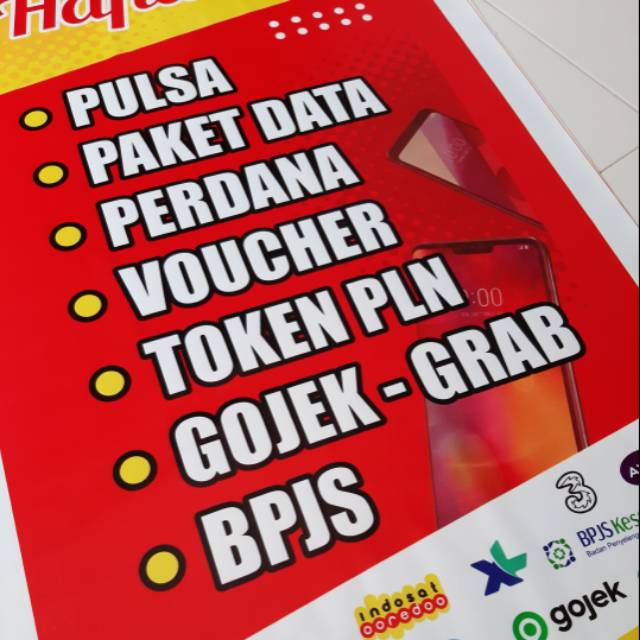 Banner jual pulsa 50x100cm dapat 2 pcs