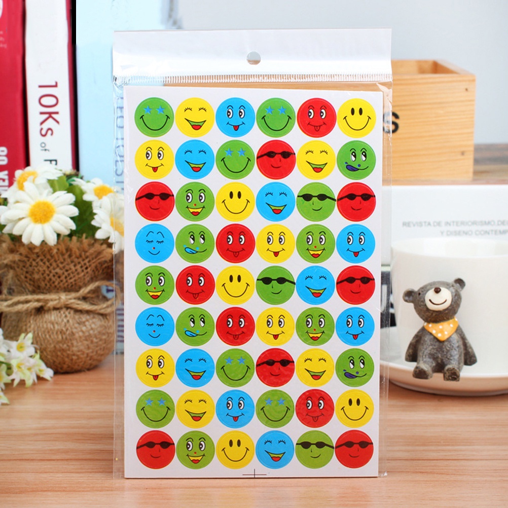 {LUCKID}10Pcs/Pack Children Smiley Faces Reward Stickers School Teacher Merit Praise New