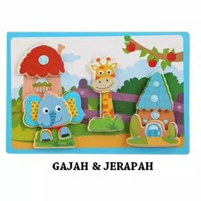 Puzzle Kayu Interaktif 3D / Puzzle Montessori 3D