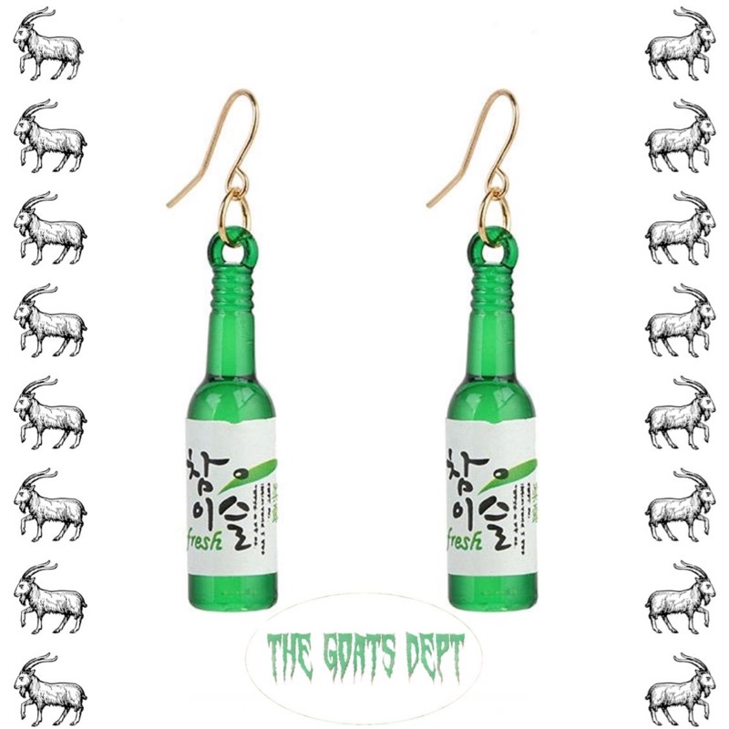 The Goats Dept - Green Bottle Earrings Original / Anting Botol Hijau Korea Resin Plastik Gantung Pri