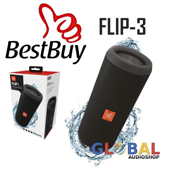 JBL Flip 3  Speakerphone, Anti-percikan air, JBL Bass Radiator - Hitam