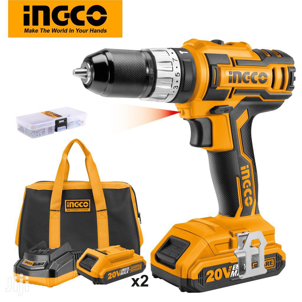 CIDLI2002 CORDLESS IMPACT DRILL BOR BATERAI BETON 10mm 20V SET INGCO