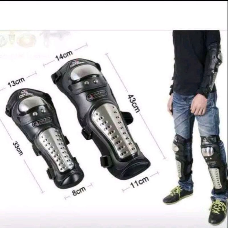 Deker Pro X Besi 1set panjang siku n Lutut Voltz Madbike Stainless Pro-X Decker knee Elbow protector