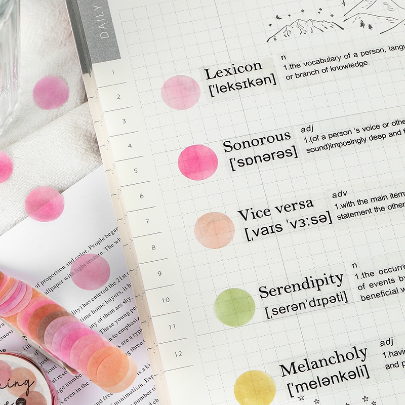 100pcs/roll colorful Round Sticker Washi Tape DIY Scrapbooking Albums Masking Tape School Office Supplies
