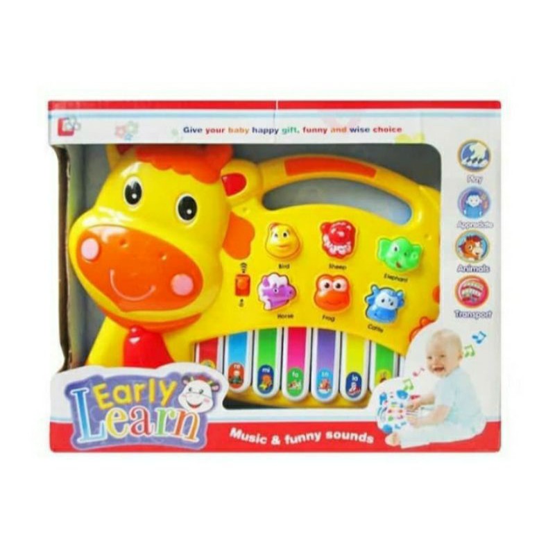 mainan bayi piano anak early learen piano sapi