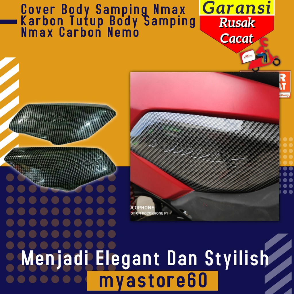 Cover Body Samping Nmax Karbon Tameng Tutup Body Samping Aksesoris Variasi Yamaha Nmax Carbon Nemo