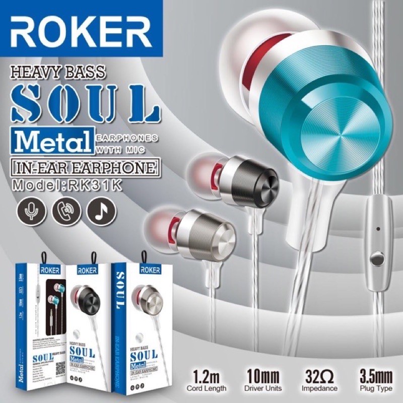 Handsfree Roker RK31K / Headset Roker SOUL Metal HEAVY BASS
