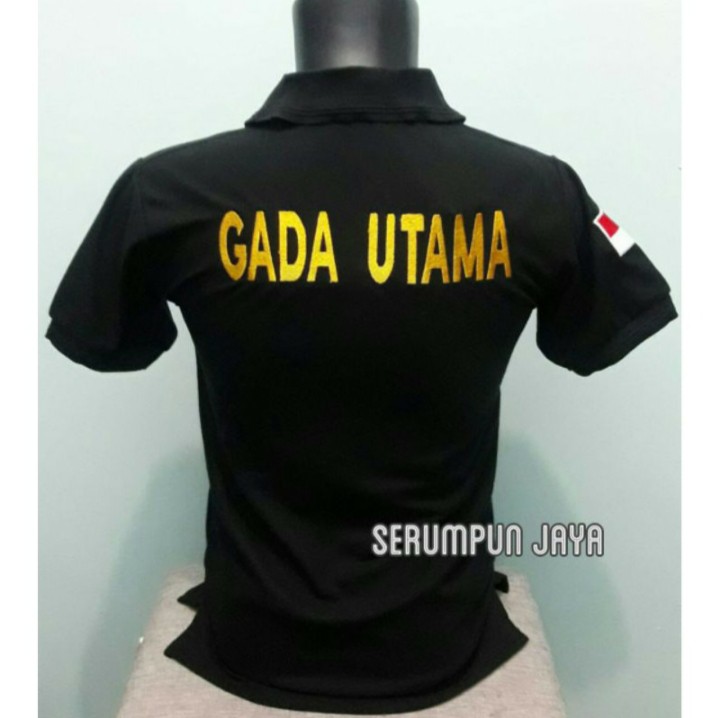 KAOS GADA UTAMA - KAOS KERAH GADA UTAMA HITAM FULL BORDIR