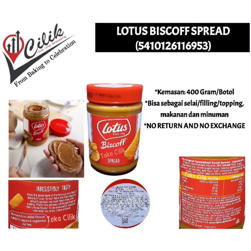 

lotus biscoof spread 400 gr selai topping filling makanan minuman cake