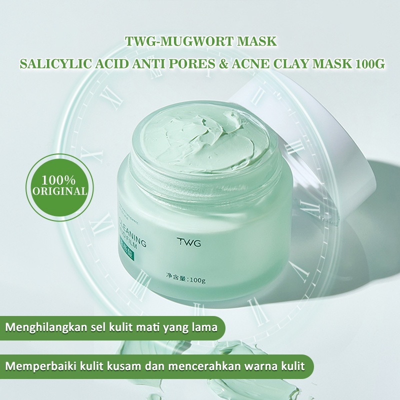 【Ready Stock】TWG-Mugwort Mask Salicylic Acid Anti Pores &amp; Acne Clay Mask 100g