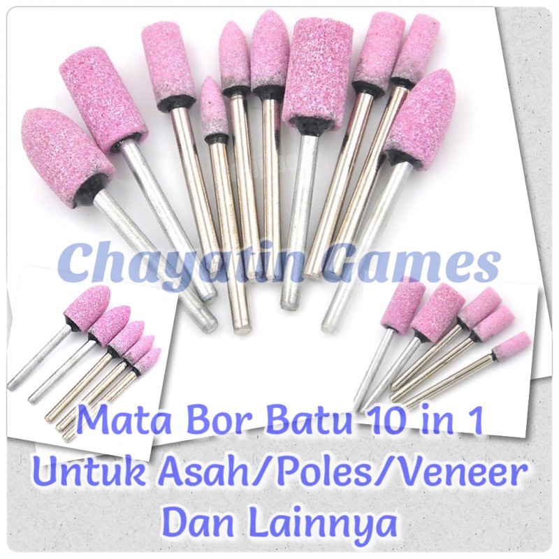 Mata Bor Mini Batu 10 in 1 Cocok Untuk Veneer Poles Asah Ukuran As 3mm