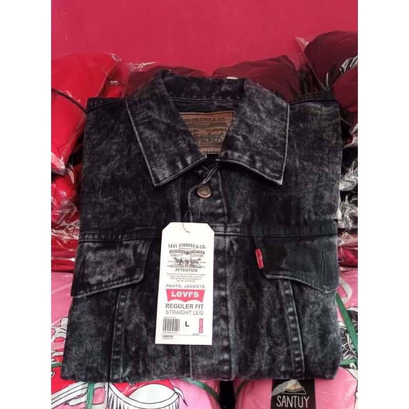 JAKET JEANS SENWOS BIRU PUDAR DAN HITAM PUDAR