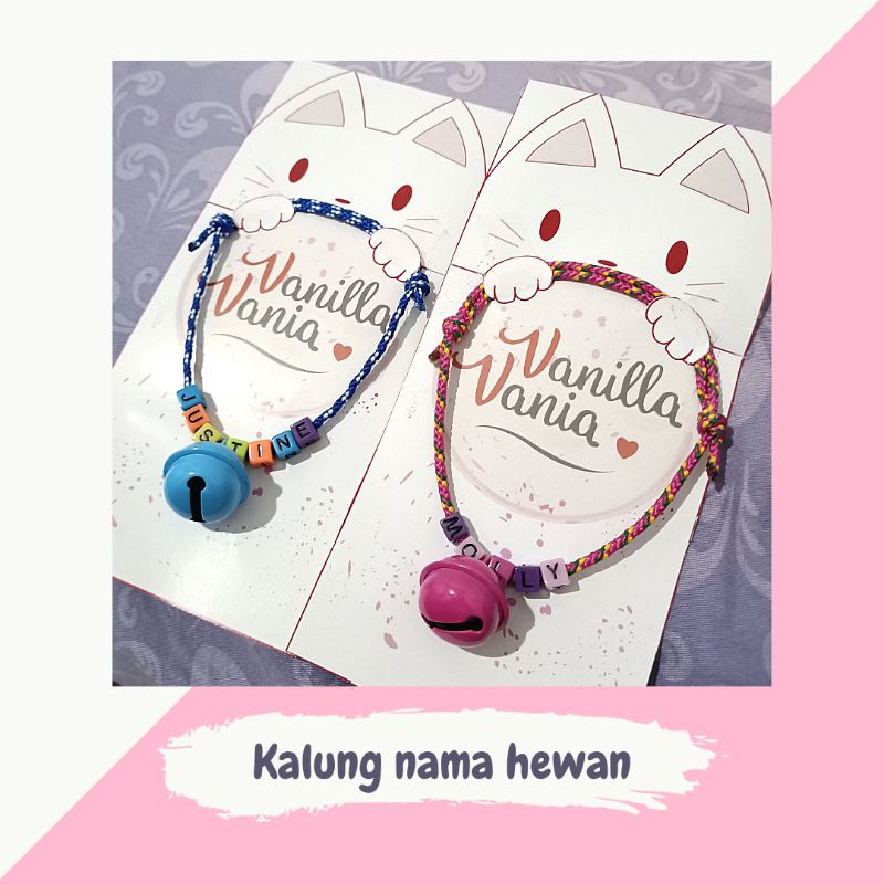 kalung nama custom kucing anjing kitten dengan lonceng besar
