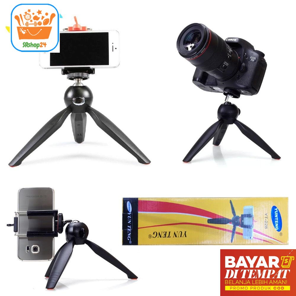 SRS Yunteng Tripod Mini YT-228 / DF 228 Mini Tripod Mount / Phone holder - Hitam