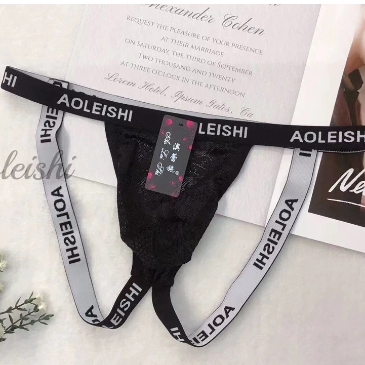 (COD) G String Pria Sexy Open Crotch Celana Dalam Pria Low Waist Tali Jala Celana Y061