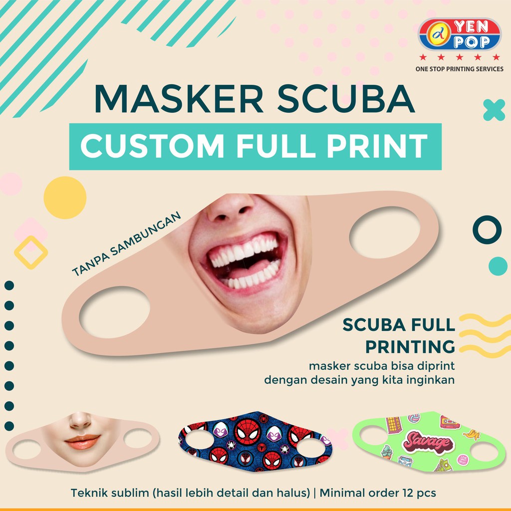 Custom Desain Masker Scuba | Custom Full Print (Tanpa Sambungan)